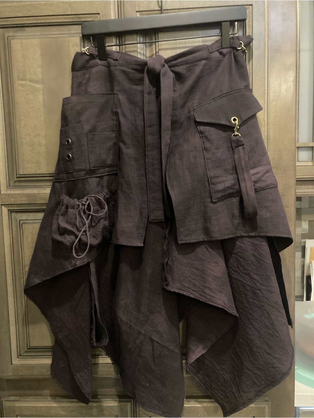 Hand Crafted Asymmetrical Utility Handkerchief Hem Skirt - Picture 6 of 8